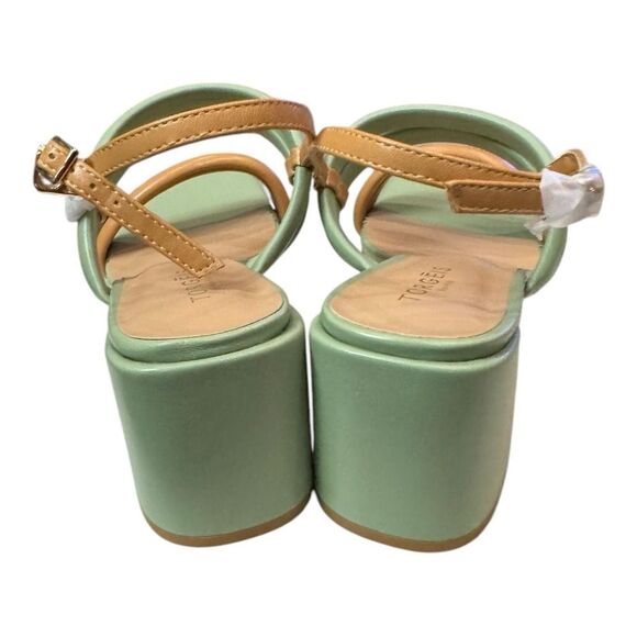 New TORGEIS Palm Women's Green Tan Slingback Adjustable Sandals 10 - Picture 5 of 6